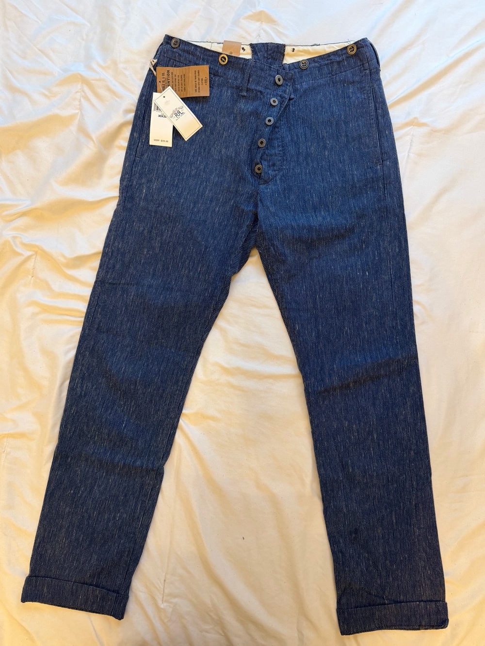 RRL By Ralph Lauren Men’s Officer’s Chino. True Indigo, Straight Fit, 30x32 NWT